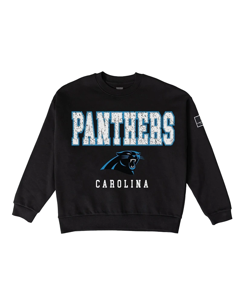 Gameday Couture Women's Black Carolina Panthers Oversized Level Up Label Premium Fleece Sweatshirt