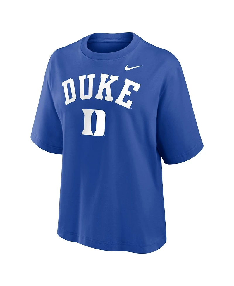 Nike Women's Royal Duke Blue Devils Arch Logo Boxy T-Shirt