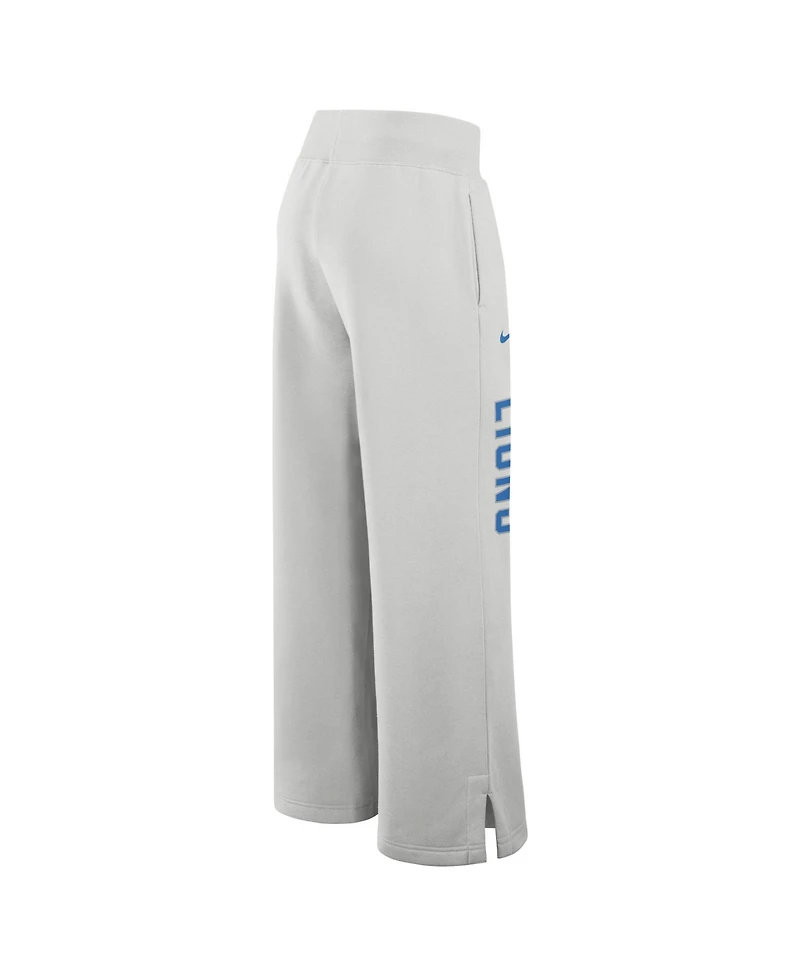 Nike Women's Gray Detroit Lions Primetime Phoenix Fleece Wide-Leg Sweatpants