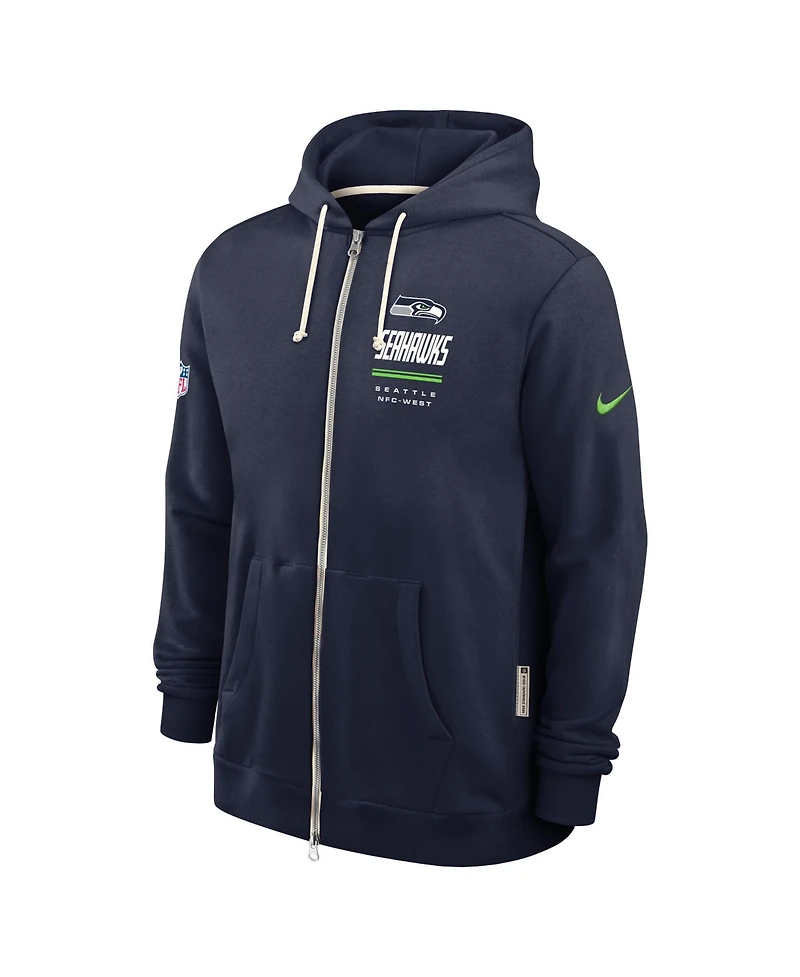 Nike Men's College Navy Seattle Seahawks Sideline Standard Issue Quarterback Scramble Dri-fit Full-Zip Hoodie
