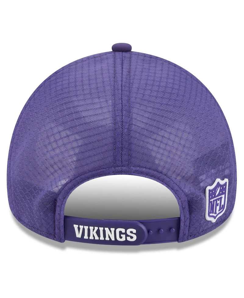 New Era Men's Purple Minnesota Vikings 2026 Sideline Throwback Apex 9FORTY Adjustable Trucker Hat