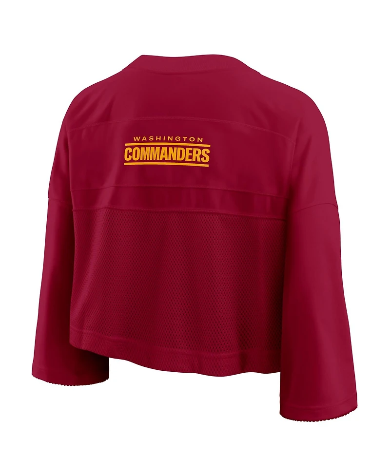 Nike Women's Burgundy Washington Commanders Rewind Cropped Mesh Dri-fit Fashion Jersey