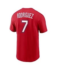 Nike Men's Ivan Rodriguez Red Texas Rangers Cooperstown Collection Name Number T-Shirt