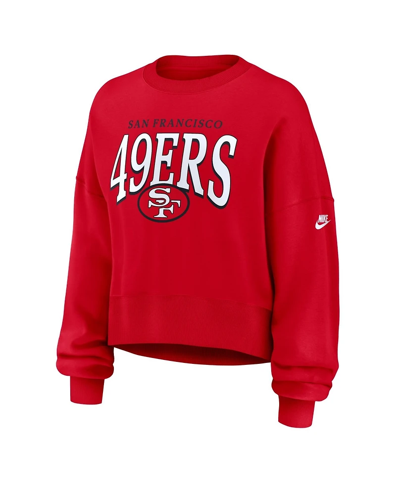 Nike Women's Scarlet San Francisco 49ers Oversized Phoenix Fleece Sweatshirt