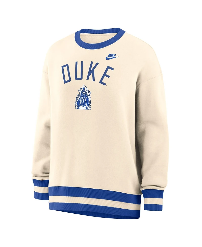 Nike Women's Natural Duke Blue Devils Oversized Legacy Arch Phoenix Sweatshirt