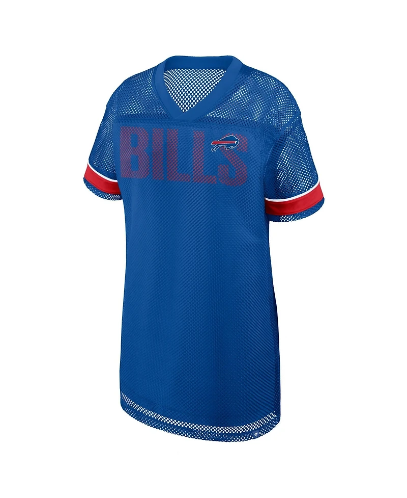 Fanatics Women's Royal Buffalo Bills Oversized Team First Deep Route Mesh V-Neck Dress