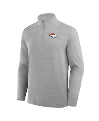 Fanatics Men's Heather Gray Denver Broncos Clutch Quarter-Zip Pullover Sweatshirt