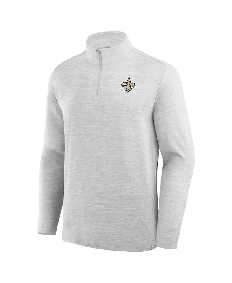Fanatics Men's Heather Gray New Orleans Saints Clutch Quarter-Zip Pullover Sweatshirt