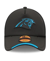New Era Men's Black Carolina Panthers 2026 Sideline Apex 9FORTY Adjustable Trucker Hat