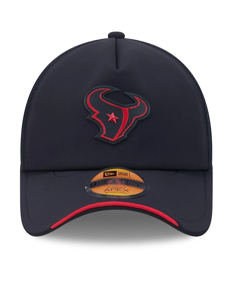 New Era Men's Navy Houston Texans 2026 Sideline Apex 9FORTY Adjustable Trucker Hat