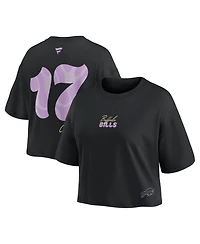 Fanatics Women's Josh Allen Black Buffalo Bills Fashion Cropped T-Shirt