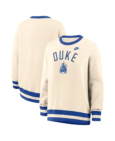 Nike Women's Natural Duke Blue Devils Oversized Legacy Arch Phoenix Sweatshirt