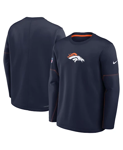 Nike Men's Navy Denver Broncos Sideline Coaches Team Present Midweight Therma-fit Sweatshirt