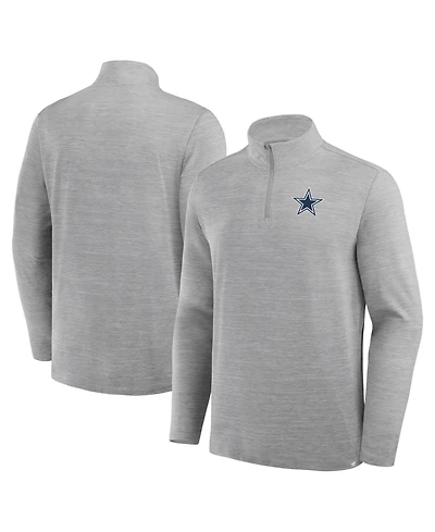 Fanatics Men's Heather Gray Dallas Cowboys Clutch Quarter-Zip Pullover Sweatshirt