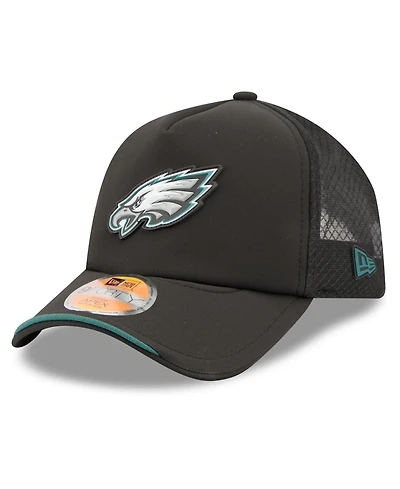 New Era Men's Black Philadelphia Eagles 2026 Sideline Apex 9FORTY Adjustable Trucker Hat