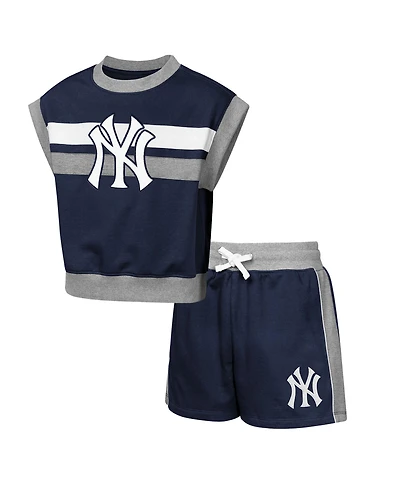 Outerstuff Big Boys and Girls 2-piece Navy New York Yankees League Short Stop T-Shirt Shorts
