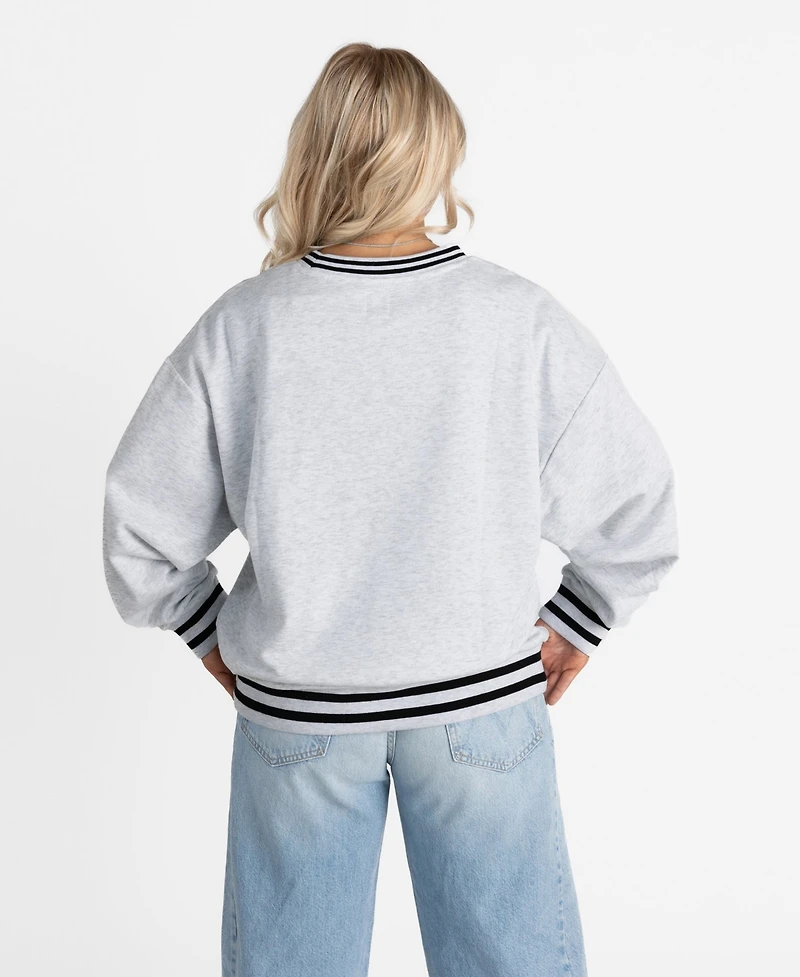 Gameday Couture Women's Ash Oklahoma State Cowboys Oversized Fade Route Ringer Stripe Sweatshirt