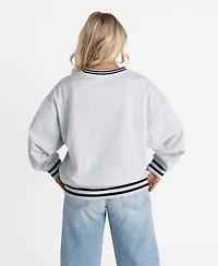 Gameday Couture Women's Ash Oklahoma State Cowboys Oversized Fade Route Ringer Stripe Sweatshirt