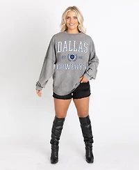 Gameday Couture Women's Gray Dallas Cowboys Oversized Final Score Snow WashLong sleeves T-Shirt