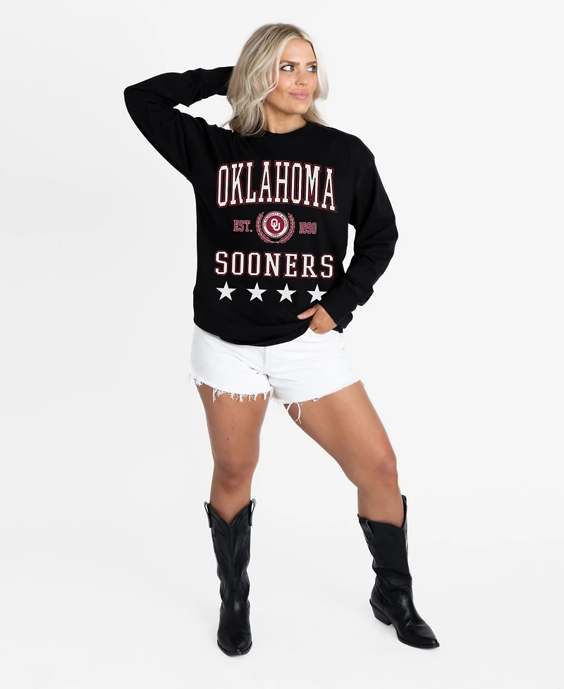 Gameday Couture Women's Black Oklahoma Sooners Oversized Everyday StarLong sleeves T-Shirt