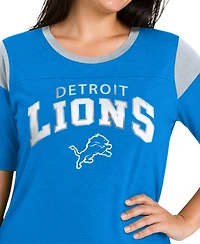 Starter Women's Blue Detroit Lions Plus Linebacker Slub T-Shirt