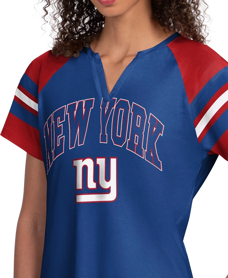 Starter Women's Royal New York Giants Game On Notch Neck Raglan T-Shirt