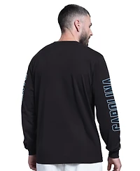 Starter Men's Black Carolina Panthers Clutch Hit Ii Long-Sleeve T-Shirt