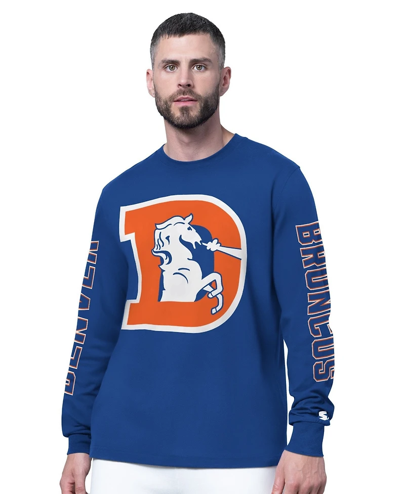 Starter Men's Royal Denver Broncos Clutch Hit Ii Logo Long-Sleeve T-Shirt