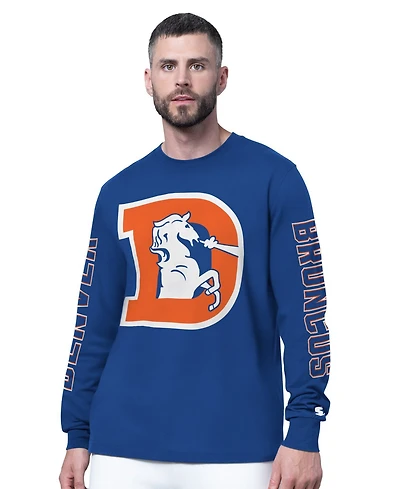 Starter Men's Royal Denver Broncos Clutch Hit Ii Logo Long-Sleeve T-Shirt