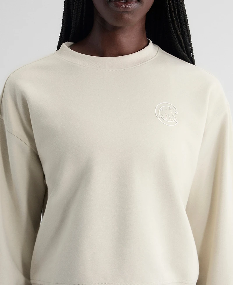 Fanatics Women's Beige Chicago Cubs Oversized Clutch Tri-Blend Sweatshirt