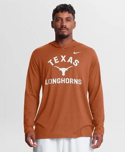 Nike Men's Texas Orange Longhorns Primetime Arch Tri-Blend Dri-FITLong sleeves Hooded T-Shirt