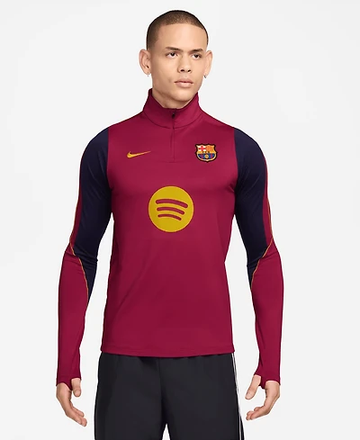 Nike Men's Red Barcelona Strike Dri-fit Quarter-ZipLong sleeves Drill Top