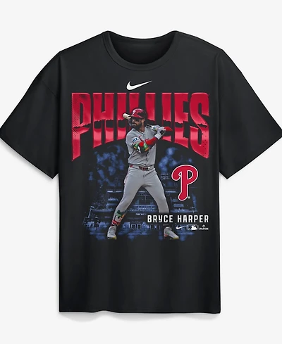 Nike Men's Bryce Harper Black Philadelphia Phillies Enlarged Player Graphic Max90 Heavyweight T-Shirt