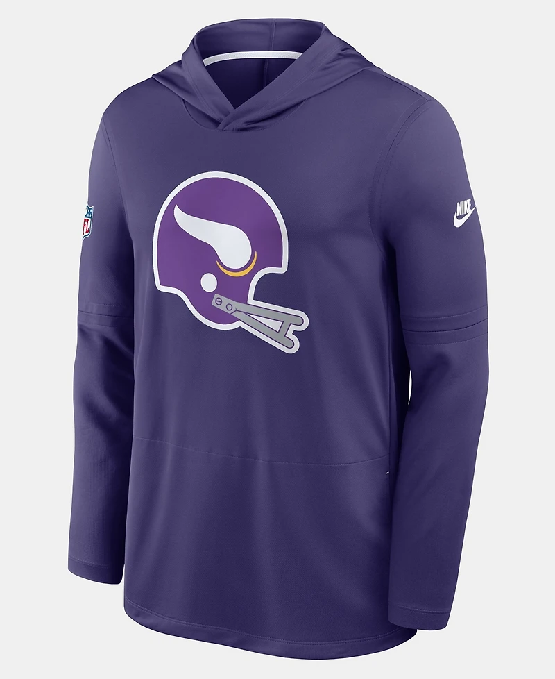 Nike Men's Purple Minnesota Vikings Sideline Alternate LightweightLong sleeves Hooded Dri-fit T-Shirt
