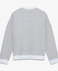 Fanatics Women's White/Gray Green Bay Packers Striped Oversized French Terry Sweatshirt