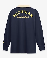 Jordan Women's Nike Navy Michigan Wolverines Oversized Essential Dri-FITLong sleeves V-Neck Polo Shirt