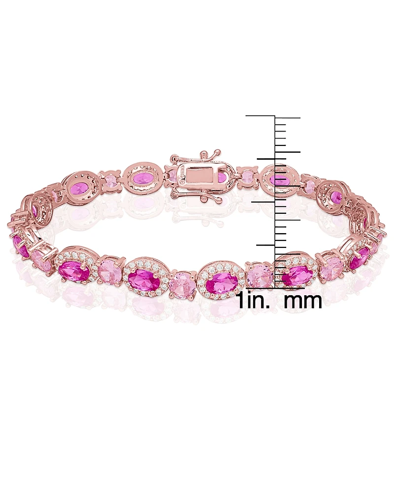 Macy's Simulated Pink Sapphire, Pink Cubic Zirconia and Cubic Zirconia Halo Laydown Bracelet