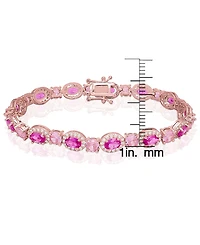 Macy's Simulated Pink Sapphire, Pink Cubic Zirconia and Cubic Zirconia Halo Laydown Bracelet