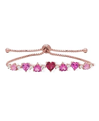 Macy's Simulated Ruby and Simulated Pink Sapphire and Cubic Zirconia Graduated Heart Adjustable Bracelet