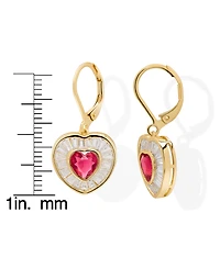 Macy's Simulated Ruby and Cubic Zirconia Heart Leverback Earrings