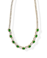 Macy's Simulated Emerald and Cubic Zirconia Oval Halo Frontal 18'' Necklace