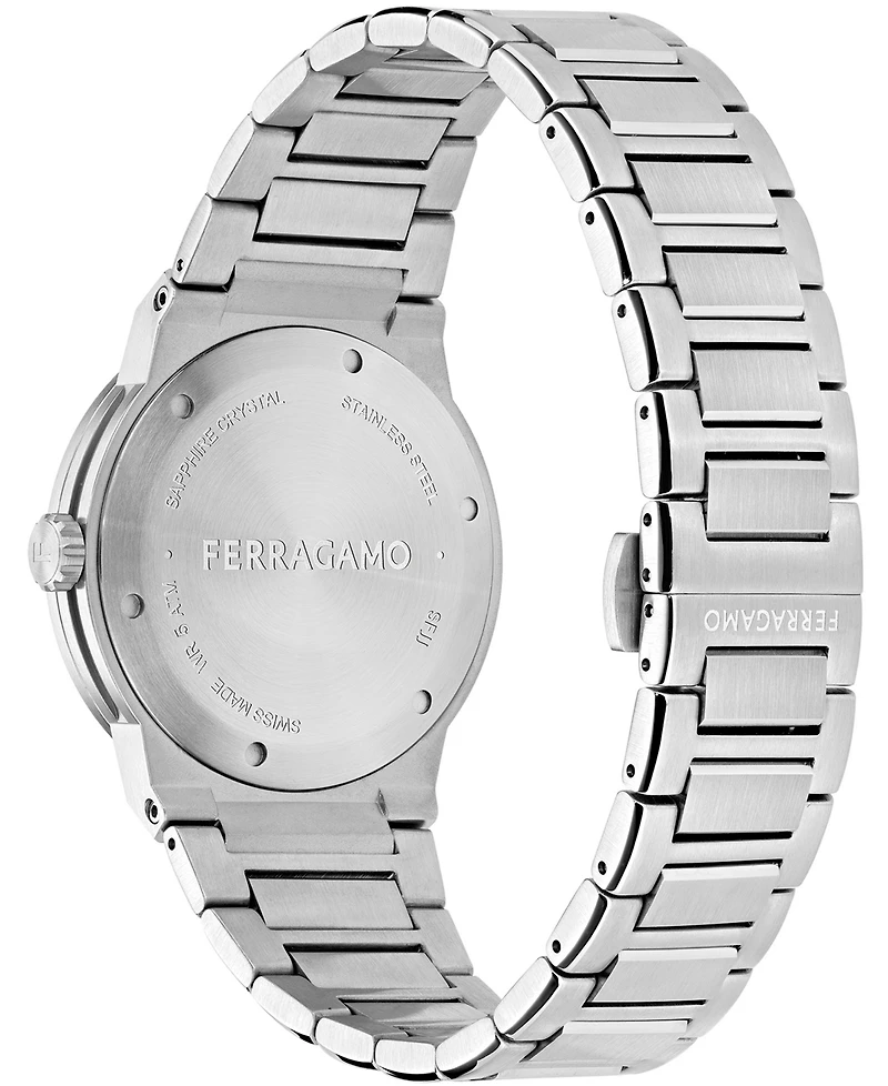 Ferragamo Men's Silver Stainless Steel Bracelet Gmt Watch 41mm