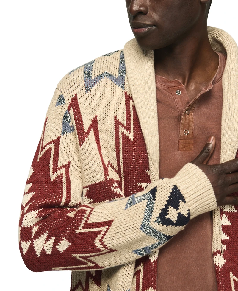 Lucky Brand Men's Southwestern Shawl Collar Cardigan Regular-Fit Sweater