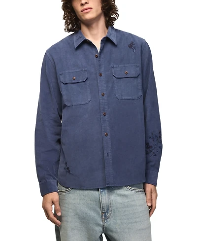 Lucky Brand Men's Embroidered Corduroy Workshirt