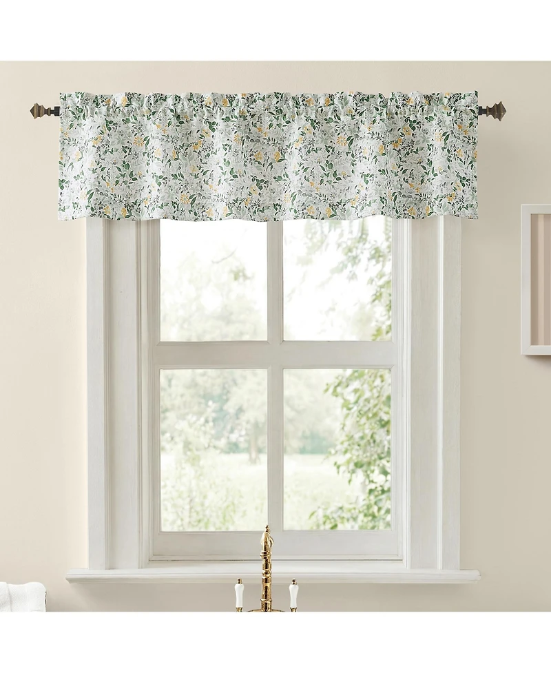 No. 918 Portia Watercolor Wildflower Semi-Sheer Rod Pocket Kitchen Curtain Valance