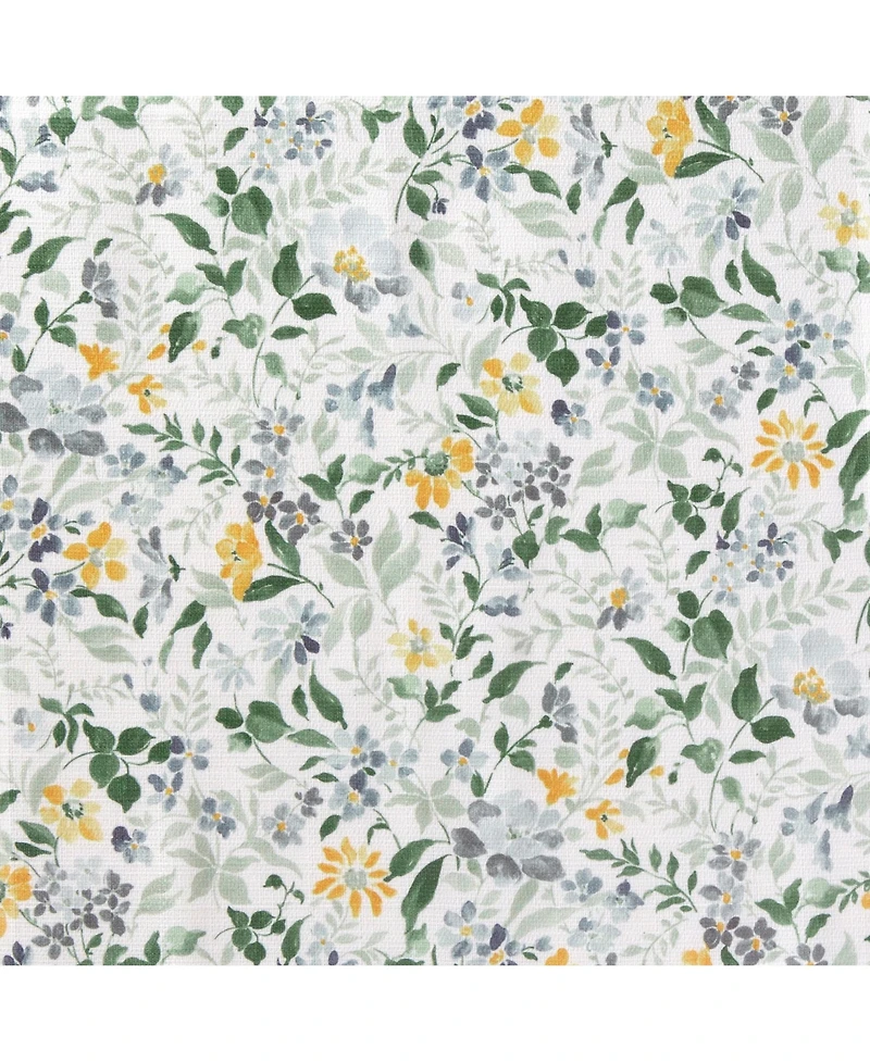 No. 918 Portia Watercolor Wildflower Semi-Sheer Rod Pocket Kitchen Curtain Tier Pair