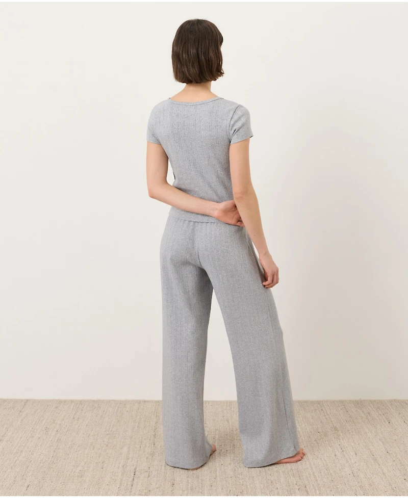 Pact Women's Organic Cotton Pointelle Wide Leg Pant