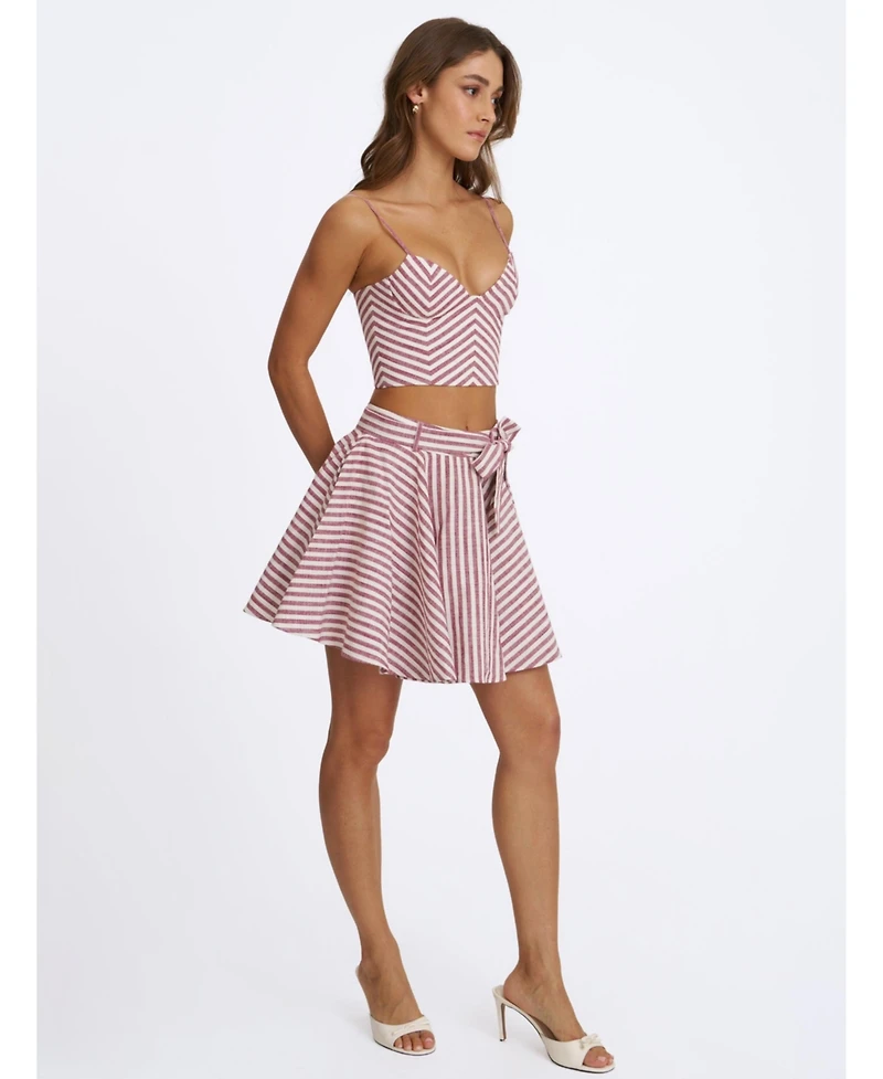 Miss Circle Women's Xolani Striped Linen Mini Skirt
