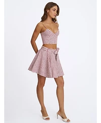 Miss Circle Women's Xolani Striped Linen Mini Skirt