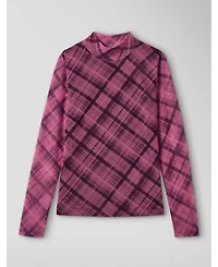 Whistles Women's Check Print Mesh Top
